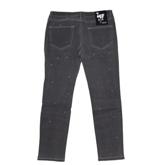 🎨 Free People X Sandrine Rose Gray Paint Splat Skinny Jeans Sz 31 NWT - Picture 8 of 8